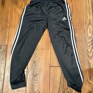 Adidas Kids Black Joggers with White Stripes